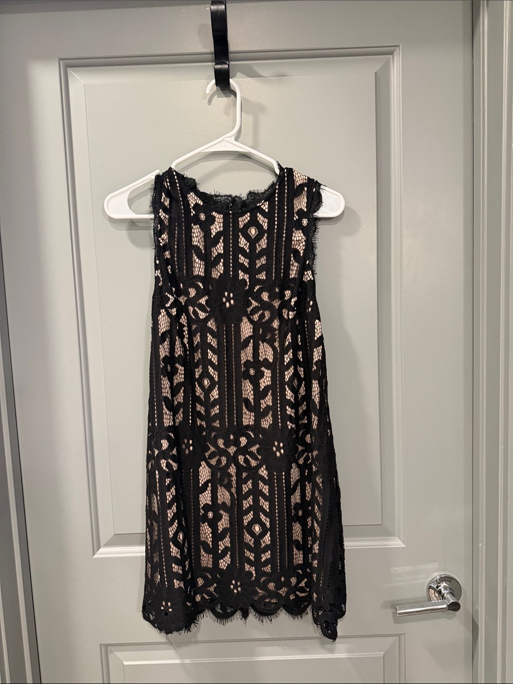 Speechless Black Lace Overlay Dress with Nude Lining